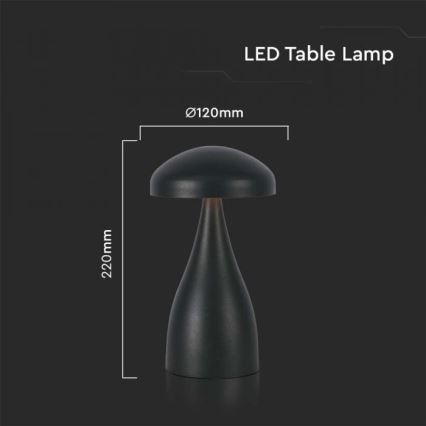 LED Lámpara de mesa táctil recargable y regulable LED/1W/5V 3000-6000K 1800 mAh negro