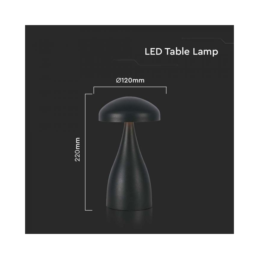 LED Lámpara de mesa táctil recargable y regulable LED/1W/5V 3000-6000K 1800 mAh negro