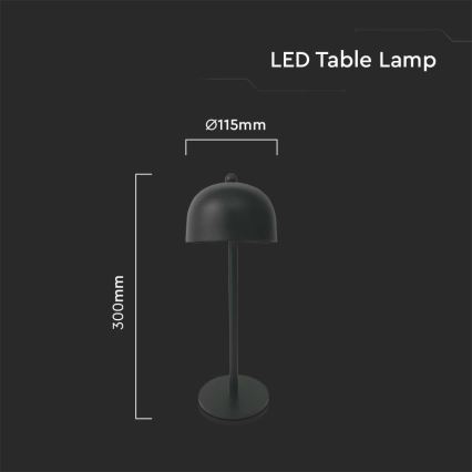 LED Lámpara de mesa táctil recargable y regulable LED/1W/5V 3000-6000K 1800 mAh negro