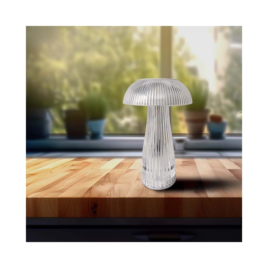 LED Lámpara de mesa táctil recargable y regulable LED/1W/5V 3000-6000K 1800 mAh transparente