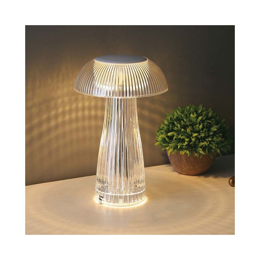 LED Lámpara de mesa táctil recargable y regulable LED/1W/5V 3000-6000K 1800 mAh transparente