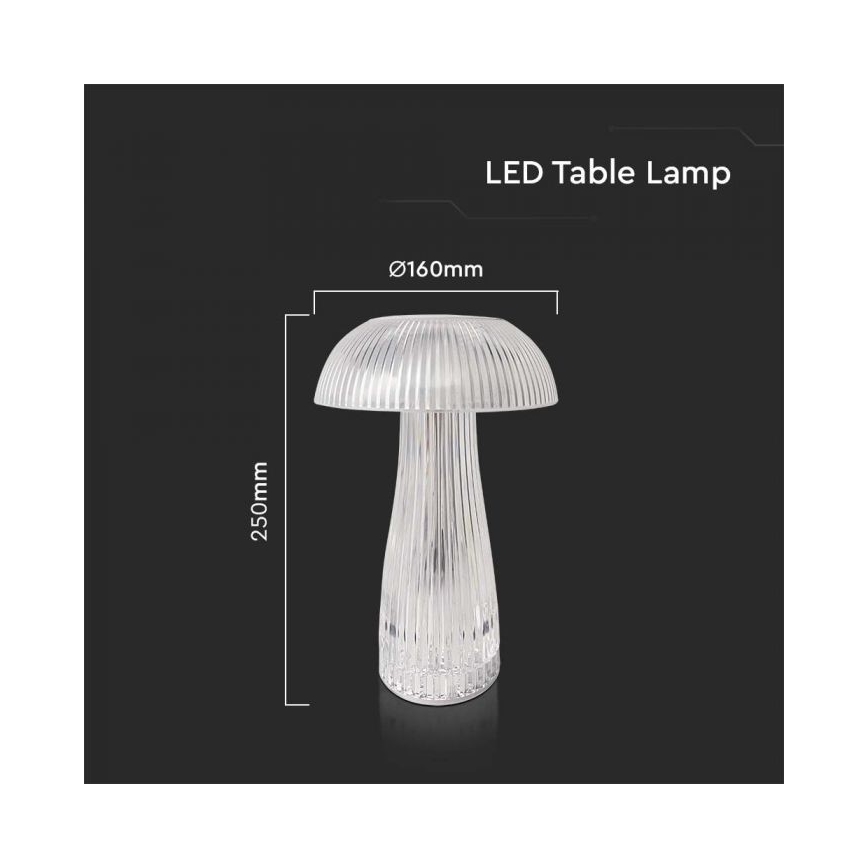 LED Lámpara de mesa táctil recargable y regulable LED/1W/5V 3000-6000K 1800 mAh transparente