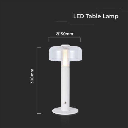 LED Lámpara de mesa táctil recargable y regulable LED/1W/5V 3000K 1800 mAh blanco