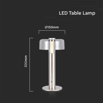 LED Lámpara de mesa táctil recargable y regulable LED/1W/5V 3000K 1800 mAh dorado