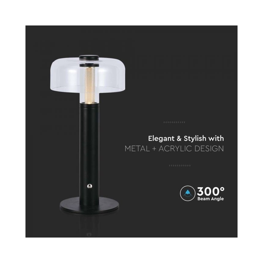 LED Lámpara de mesa táctil recargable y regulable LED/1W/5V 3000K 1800 mAh negro