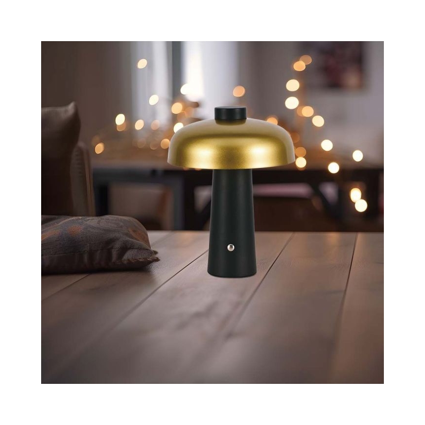 LED Lámpara de mesa táctil recargable y regulable LED/3W/5V 3000-6000K 1800 mAh negro/dorado