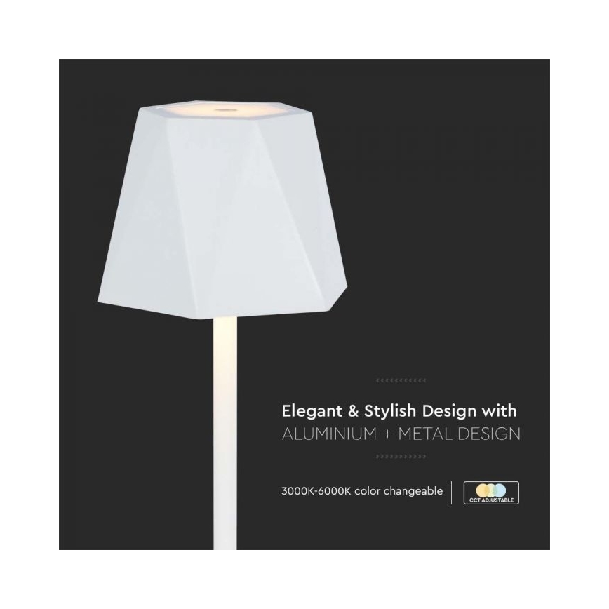 LED Lámpara de mesa táctil recargable y regulable LED/4W/5V 3000-6000K 1800 mAh blanco
