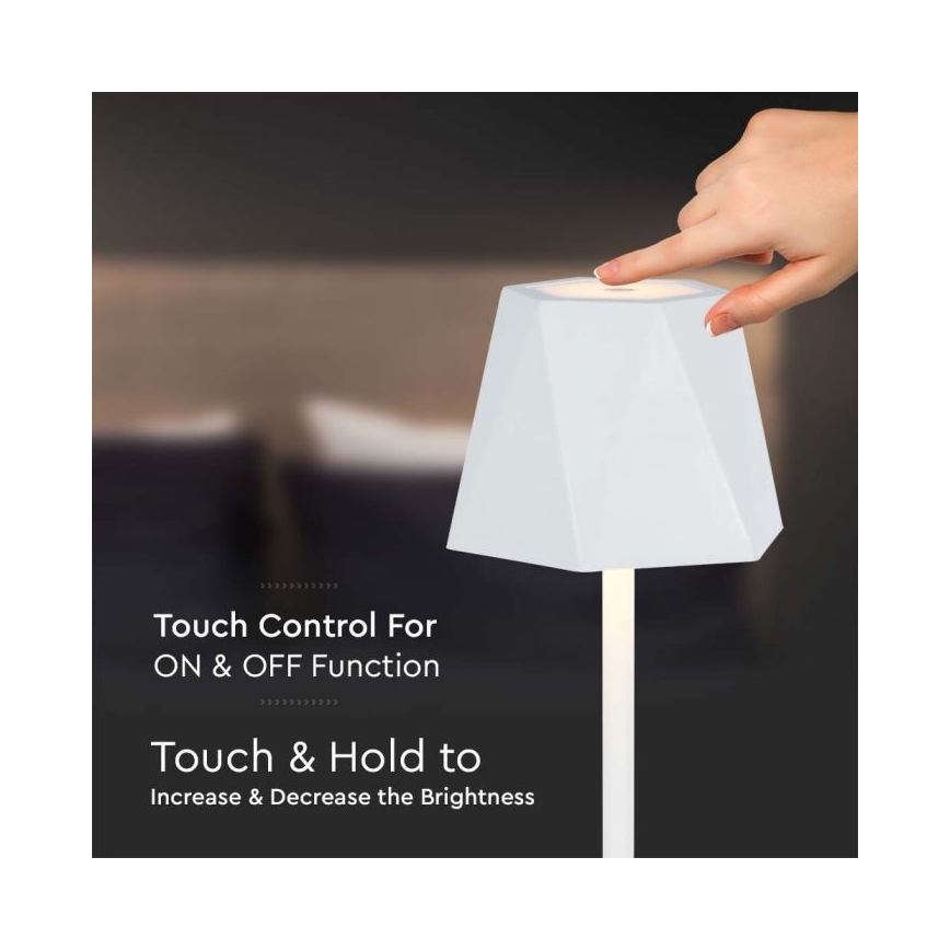 LED Lámpara de mesa táctil recargable y regulable LED/4W/5V 3000-6000K 1800 mAh blanco