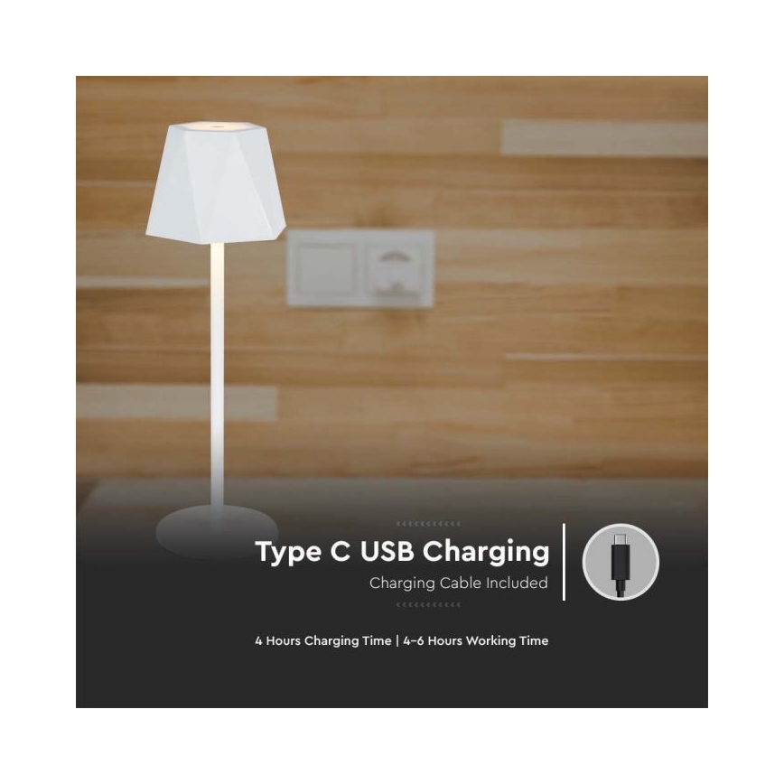 LED Lámpara de mesa táctil recargable y regulable LED/4W/5V 3000-6000K 1800 mAh blanco