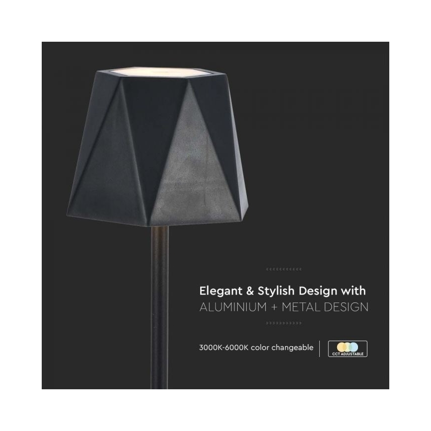 LED Lámpara de mesa táctil recargable y regulable LED/4W/5V 3000-6000K 1800 mAh negro