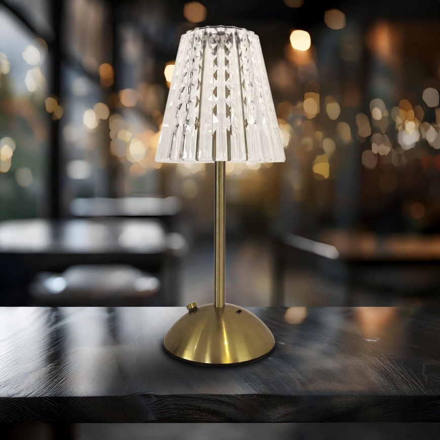 Lámpara de mesa LED regulable táctil recargable ELBA LED/1,6W/800 mAh 3000/4000/6000K dorado/transparente