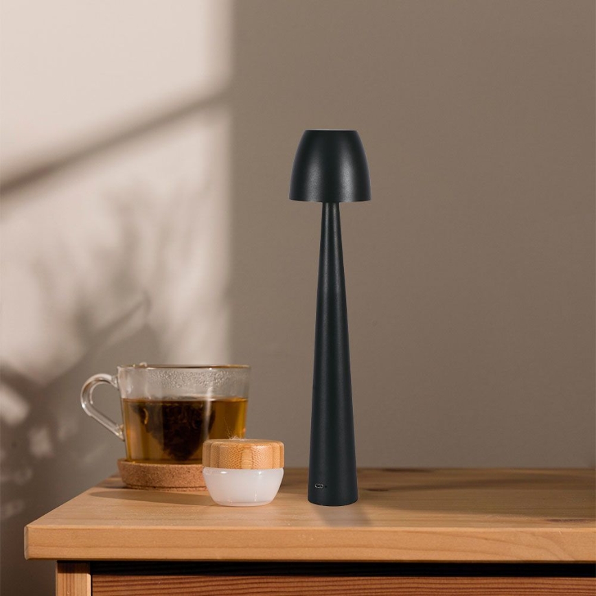 LED Lámpara de mesa táctil recargable y regulable LED/3W/5V 3000-6000K 1800 mAh negro