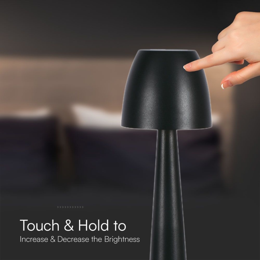 LED Lámpara de mesa táctil recargable y regulable LED/3W/5V 3000-6000K 1800 mAh negro