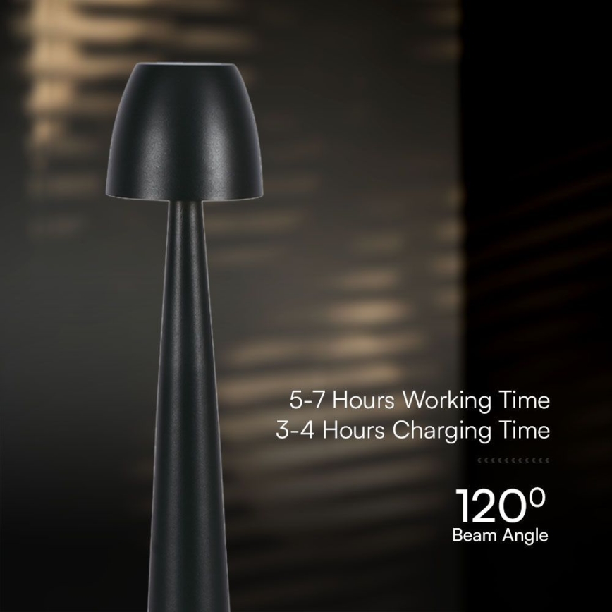 LED Lámpara de mesa táctil recargable y regulable LED/3W/5V 3000-6000K 1800 mAh negro