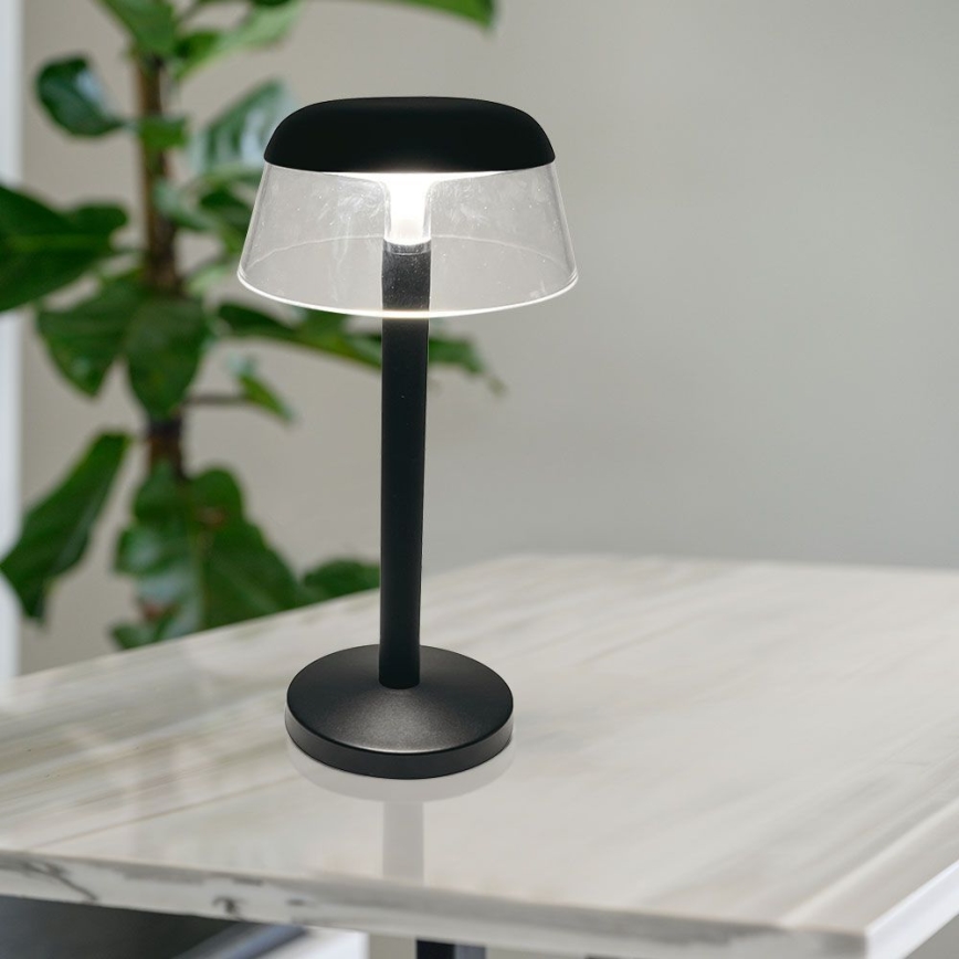LED Lámpara de mesa táctil recargable y regulable LED/3W/5V 3000-6000K 1800 mAh negro
