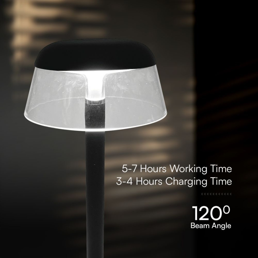 LED Lámpara de mesa táctil recargable y regulable LED/3W/5V 3000-6000K 1800 mAh negro