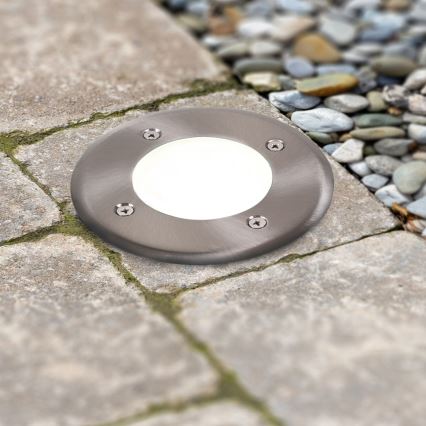 LED Lámpara empotrable de suelo MIVO LED/3W/230V diá. 12 cm IP67 cromo mate