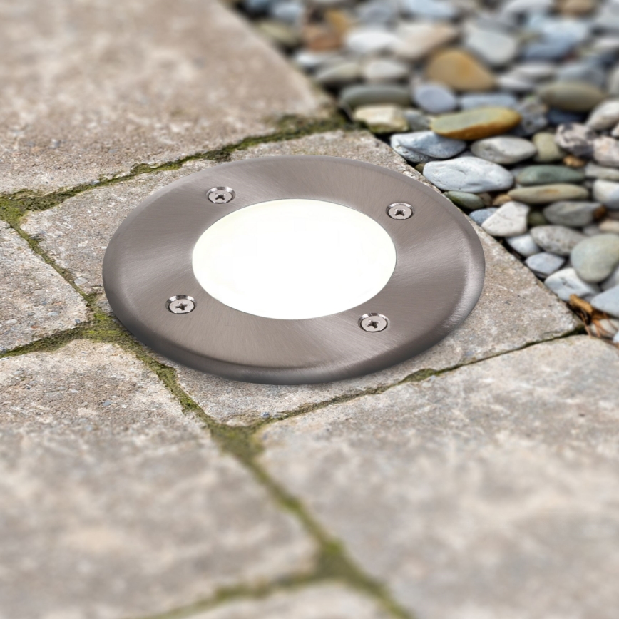 LED Lámpara empotrable de suelo MIVO LED/3W/230V diá. 12 cm IP67 cromo mate
