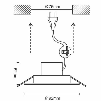 LED Lámpara empotrable para el baño LED/7W/230V 3000K blanca IP44