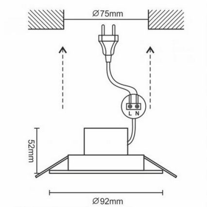 LED Lámpara empotrable para el baño LED/7W/230V 4000K blanca IP44