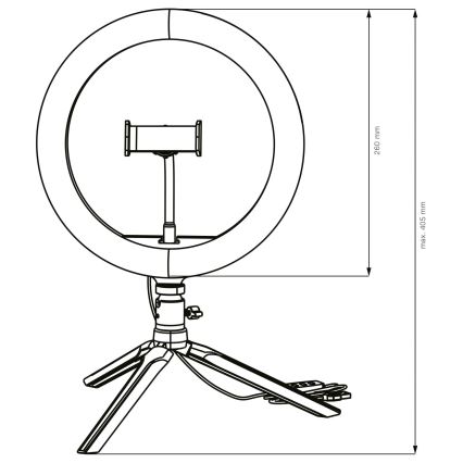 LED Lámpara regulable con trípode y soporte para vlogging LED/10W/5V 2700-6500K