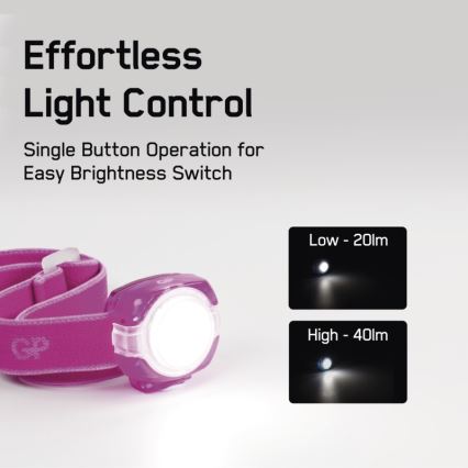 LED Linterna frontal GP EVERYBODY 4xLED/2×CR2025 rosa