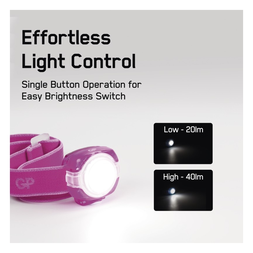 LED Linterna frontal GP EVERYBODY 4xLED/2×CR2025 rosa