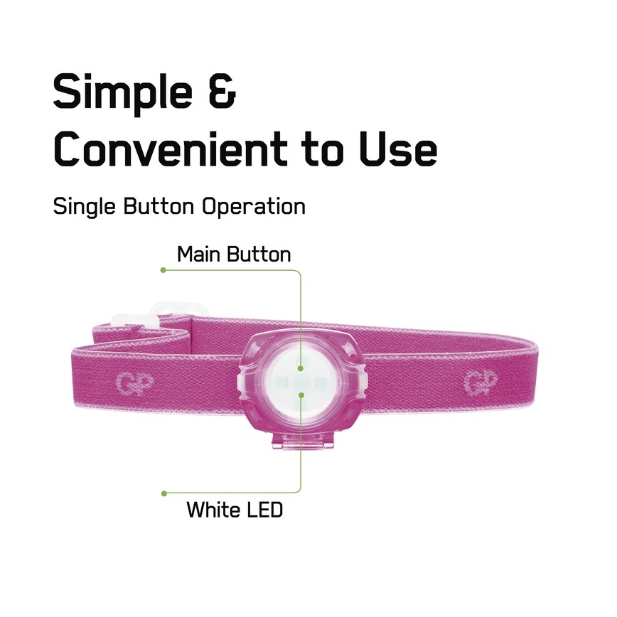 LED Linterna frontal GP EVERYBODY 4xLED/2×CR2025 rosa