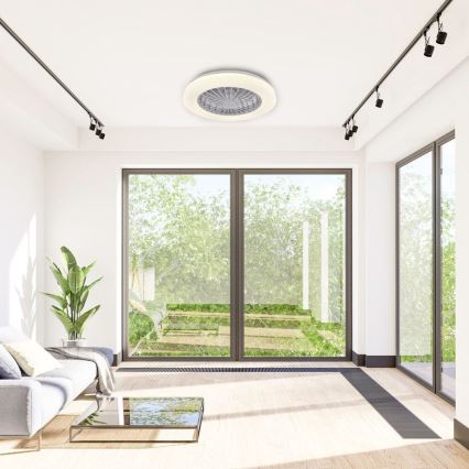 LED Plafón regulable con ventilador LIBYA LED/48W/230V 3000-6500K blanco + control remoto