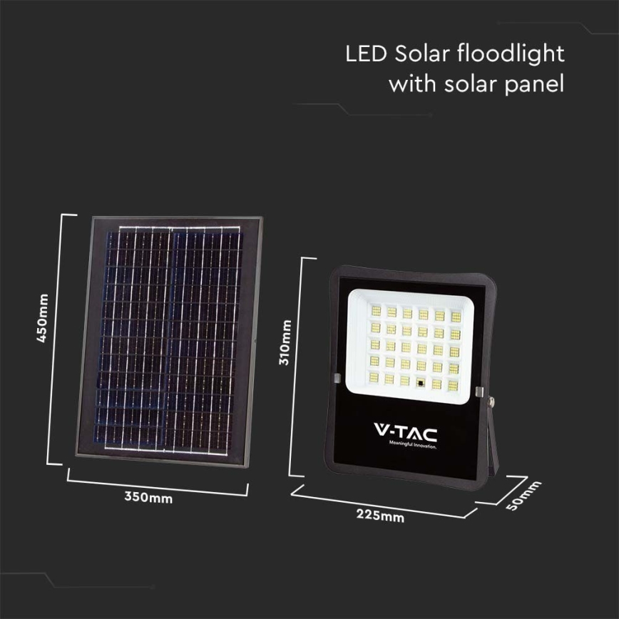 LED Proyector solar de exterior LED/20W/3,2V 6400K IP65 15000 mAh + control remoto