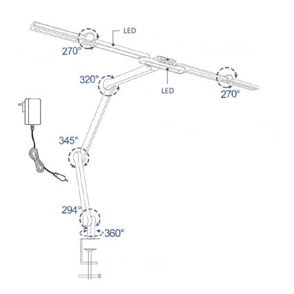 LED Regulable táctil flexible lámpara de mesa POINTIQ LED/24W/230V 3000-6500K CRI 92 negro
