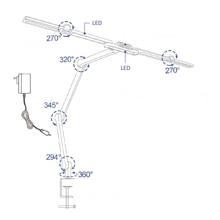 LED Regulable táctil flexible lámpara de mesa POINTIQ LED/24W/230V 3000-6500K CRI 92 negro