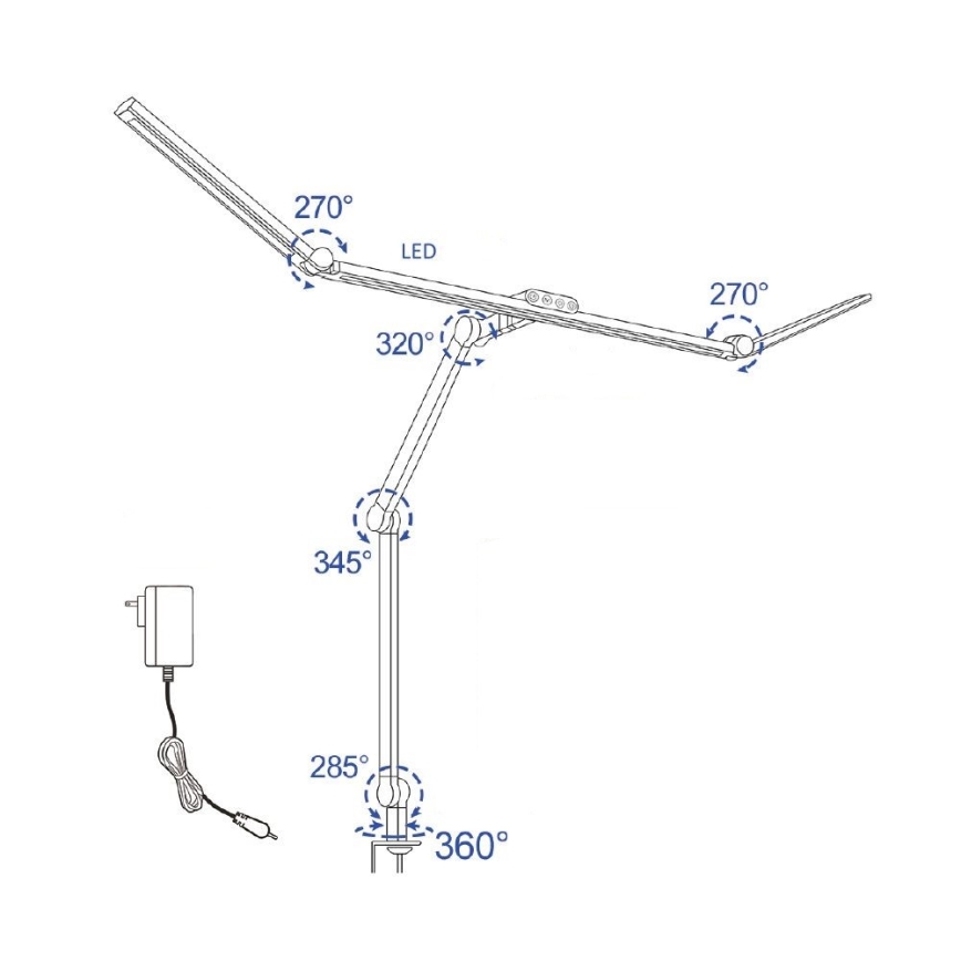 LED Regulable táctil flexible lámpara de mesa POINTIQ LED/36W/230V 3000-6500K CRI 92 negro