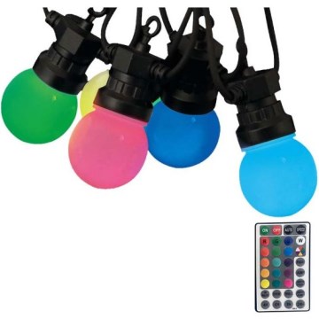 LED RGB Cadena de exterior STRING 13 m 15xLED/0,5W/230V IP44 + control remoto