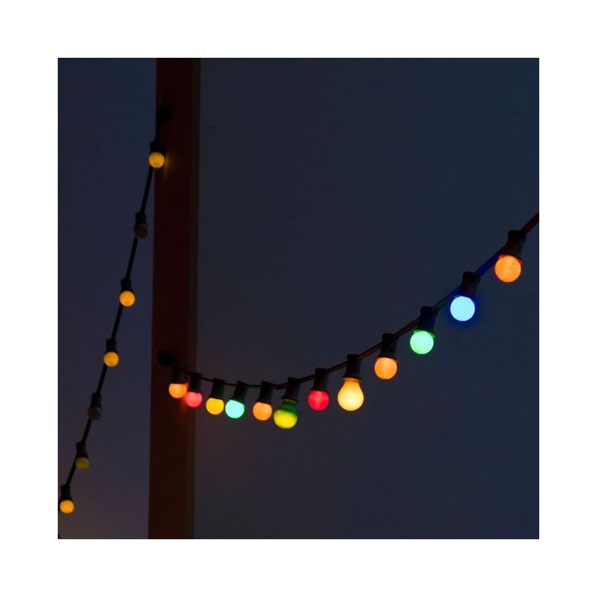 LED RGB Cadena de exterior STRING 13 m 15xLED/0,5W/230V IP44 + control remoto