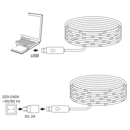 LED RGB Cadena de Navidad LED/10W/5V 10 m USB + control remoto