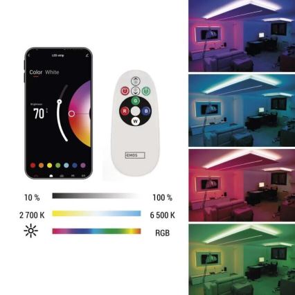 LED RGB+CCT Tira regulable GOSMART LED/11W/230V 2 m 2700-6500K IP44 Wi-Fi + control remoto