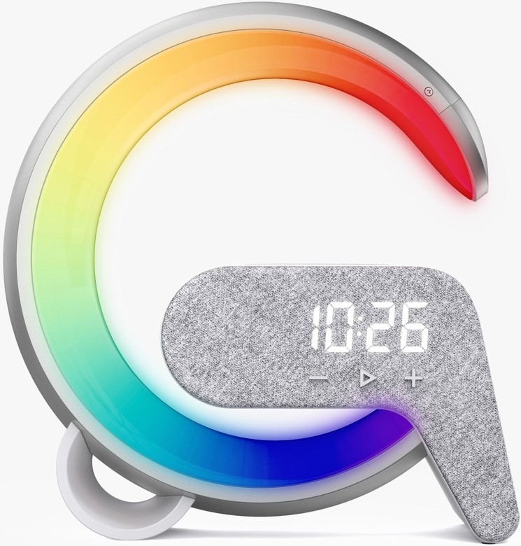 LED RGB Lámpara de mesa con dimmer con despertador y Qi cargando 30W/230V plata