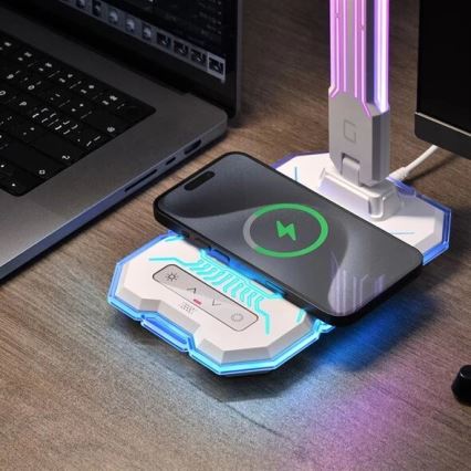 LED RGB Lámpara de mesa táctil recargable y regulable con carga inalámbrica LED/7,5W/5V 2700-5300K blanco