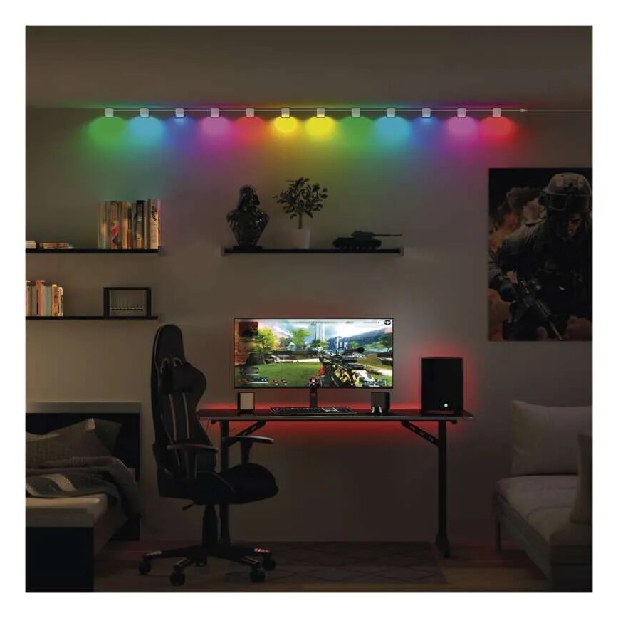 LED RGBIC+CCT Cadena decorativa con foco GoSmart 12xLED/7W/230V 255 cm Wi-Fi Tuya
