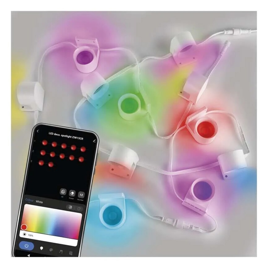LED RGBIC+CCT Cadena decorativa con foco GoSmart 12xLED/7W/230V 255 cm Wi-Fi Tuya