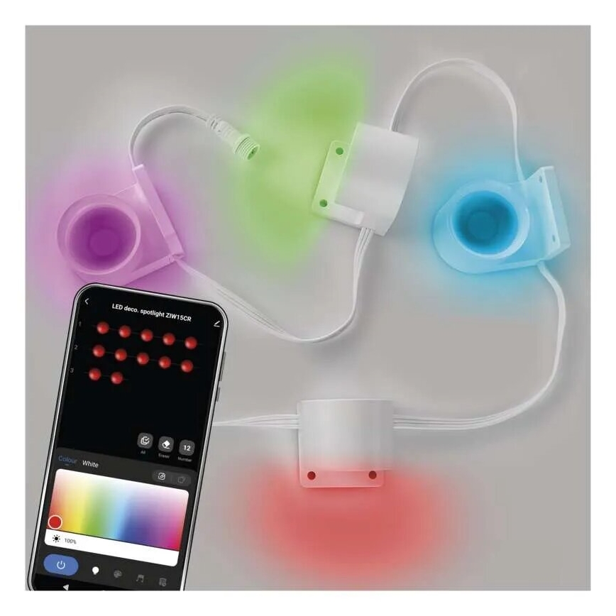 LED RGBIC+CCT Cadena decorativa con foco GoSmart - extensión 4xLED/7W/230V 85 cm Wi-Fi Tuya