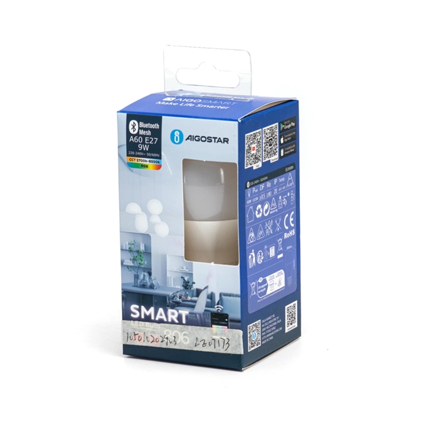 Bombilla LED RGBW regulable MESH Inteligente A60 E27/9W/230V 2700-6500K - Aigostar
