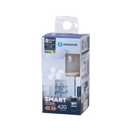 Bombilla LED RGBW regulable G45 E14/4,9W/230V 2700-6500K - Aigostar