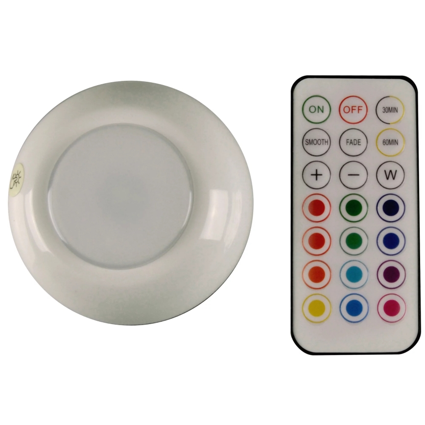 LED RGBW Iluminación regulable para muebles LED/0,5W/4,5V 3xAAA blanco + control remoto