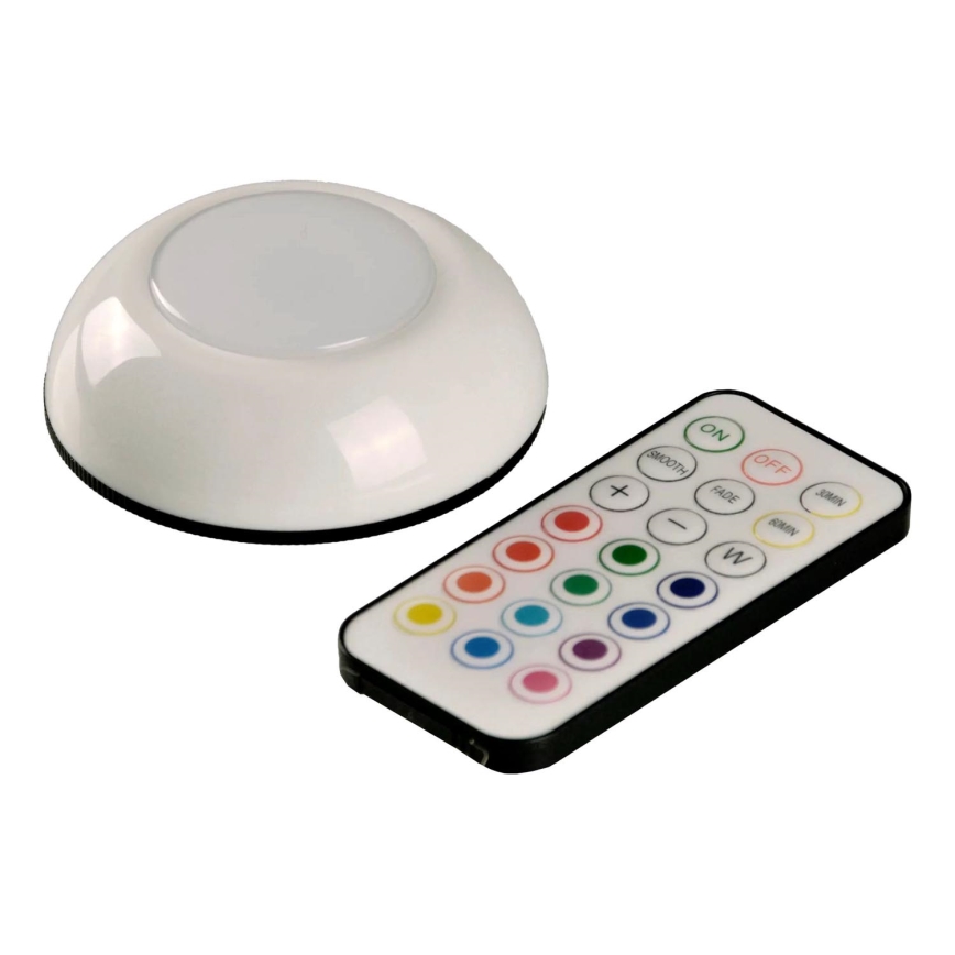 LED RGBW Iluminación regulable para muebles LED/0,5W/4,5V 3xAAA blanco + control remoto