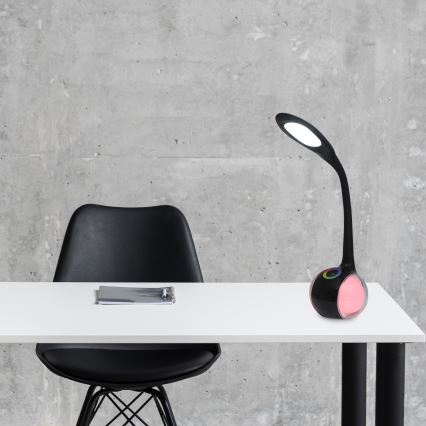 LED RGBW Lámpara de mesa táctil regulable COSMOS LED/6,5W/230V negro