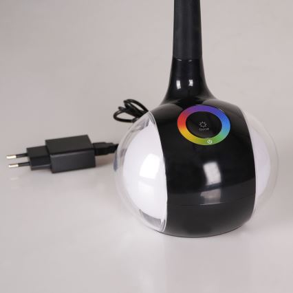 LED RGBW Lámpara de mesa táctil regulable COSMOS LED/6,5W/230V negro