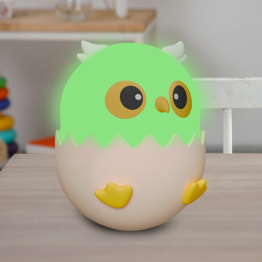 LED RGBW Lámpara táctil infantil regulable LED/1W/5V USB 1200 mAh búho azul