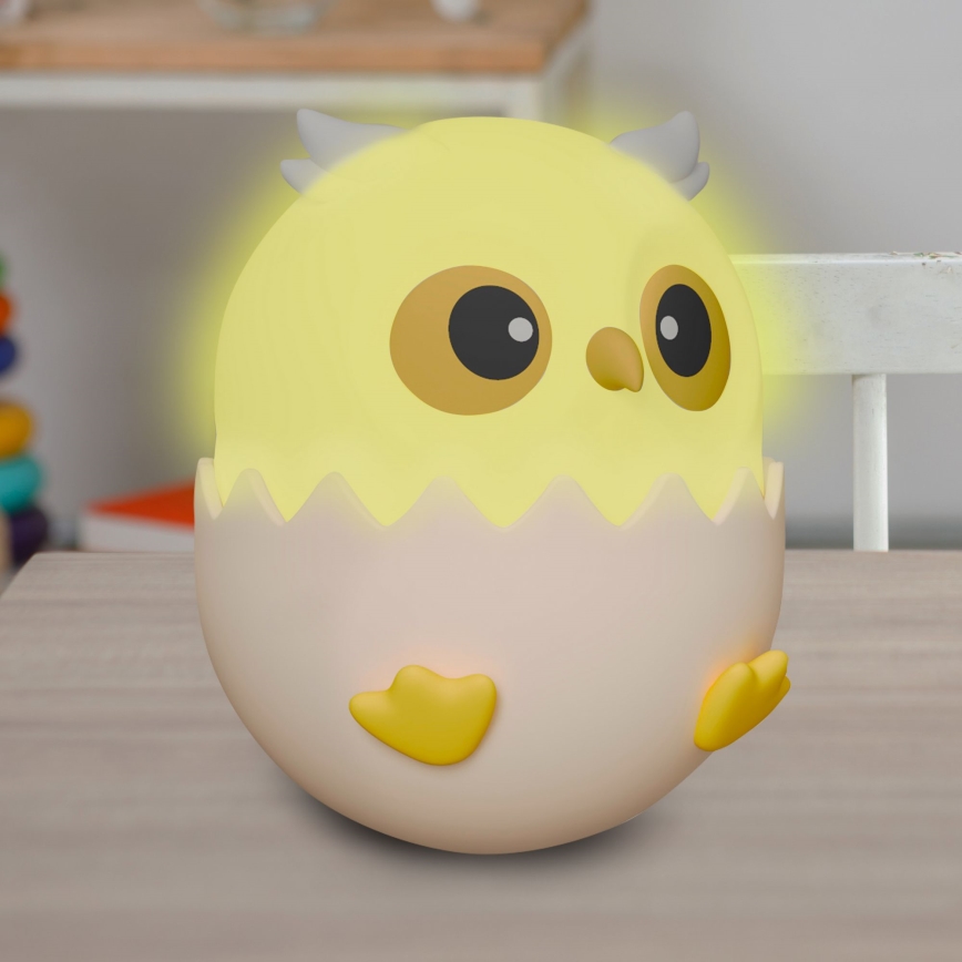 LED RGBW Lámpara táctil infantil regulable LED/1W/5V USB 1200 mAh búho azul